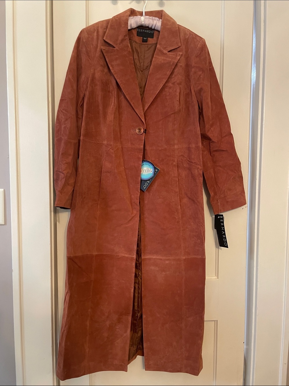 Bernardo Rust Brown Suede Long Leather Coat